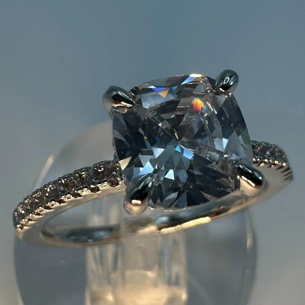 Womens Silver Plated Brass Ring Cubic Zirconia - Picture 15 of 15